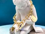 TAGLIAMONTE Designs (SH518B-Cobalt) 925SS/YGP Venetian Intaglio Charm Bracelet *Pegasus,Lion*Reg.$350