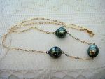 14K Gold + Tahitian Pearl Necklace *Baroque Style Pearls* Tin Cup Style Necklace