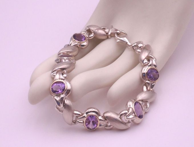 Samuel B~BJC~(927) 925SS/ 14K Amethyst Bracelet *XOXOXO*