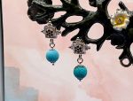 TAGLIAMONTE Designs (1163) 925SS Drop Earrings *Garnet,Turquoise*Reg.$130