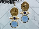 TAGLIAMONTE Designs (2040E) 925SS/YGP Venetian Cameo Earrings*Centaur,Athena*Reg.$280