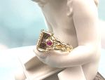 TAGLIAMONTE (1978) 925SS/YGP Venetian Intaglio Ring *Rubies *Female Lion*Reg.$200