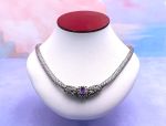 SAMUEL B *BJC* (921)  925 SS + 18K Flexible Braided Necklace*Amethyst*