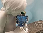 TAGLIAMONTE (1986R) 925SS/YGP Venetian Cameo Ring*Malachite*Medusa*Reg.$200