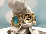 TAGLIAMONTE Designs (1797) 925SS/YGP Venetian Cameo Bracelet w/ *Blue Topaz*CupidCeres*Reg.$550