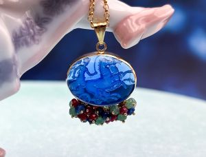 TAGLIAMONTE's Deals & Steals (SH387P-Blue)18K Venetian Cameo Pendant*Emeralds, Rubies, Sapphires*Reg.$1100