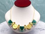 TAGLIAMONTE Designs (COL028) 925SS/YGP Venetian Cameo Necklace with *Malachite,Pearls*Medusa, Aurora*Reg.$650