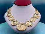 TAGLIAMONTE Designs (1891) 925SS/YGP Multi-Cameo Necklace *Mythological Primer*Reg.$1000