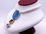 TAGLIAMONTE Designs (DB039) 925SS/ YGP Venetian Cameo Necklace w/ Pearls, Amethyst, Citrine *Maened*Reg.$450