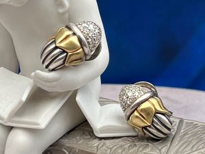 Lagos (TAG-AD4002E) 925SS, 18K Diamond Earrings 1.50cttw *Caviar*Reg.$2500