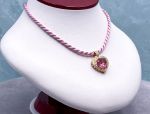 Arts Elegance (1118A) 14K Yellow Gold Pink Topaz Heart Pendant *The Maria Pearl Heavenly Heart*