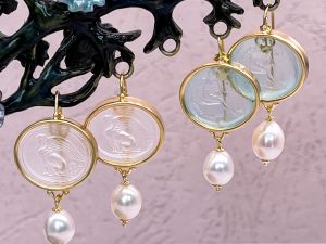 TAGLIAMONTE Designs (RW089,RW091) 925SS/YGP Venetian Cameo Earrings *Sphynx, Apollo*