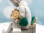 TAGLIAMONTE Designs (SH206B) 925SS/YGP Venetian Cameo Bracelet with *Lapis, Pearls*Medusa, Aurora*Reg.$800