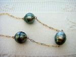 14K Gold + Tahitian Pearl Necklace *Baroque Style Pearls* Tin Cup Style Necklace