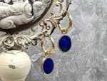 TAGLIAMONTE Designs (1899-Lapis) 925/YGP Lapis Cameo Charm Earrings Reversible *Reg.$280