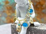 TAGLIAMONTE Designs (2367B) 925SS/YGP Magnesite Cameo Charm Bracelet*Chimera*Reg.$375