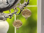 TAGLIAMONTE Designs (2178E) 925SS/YGP Cameo Earrings*Diamonds*Hercules*Reg.$280