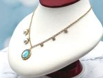 TAGLIAMONTE Designs (2140N) 925SS/YGP Intaglio Charm Necklace*Blue Topaz, Pearls*Busy Bee*Reg.$250