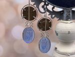 TAGLIAMONTE(1895) 925SS/Rhod Earrings*Venetian Intaglio*Authentic Roman Coins*Reg.$295