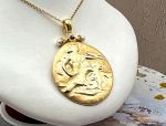 TAGLIAMONTE Designs (1965) 925/YGP Cameo Enhancer Pendant *Diana Goddess of the Hunt*Reg.$325