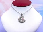 SAMUEL B *BJC* (2006) 925 SS Crescent Moon Shaped Pendant *Pink Opal*