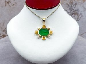 TAGLIAMONTE Designs (2274P) 925SS/YGP Venetian Cameo Pendant *Androclus,Lion *Reg.$280