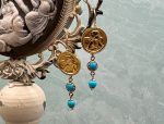 TAGLIAMONTE Designs (SH425) 18K  Cameo Earrings with Sleeping Beauty Turquoise*Angel Rafaello*Reg.$1280