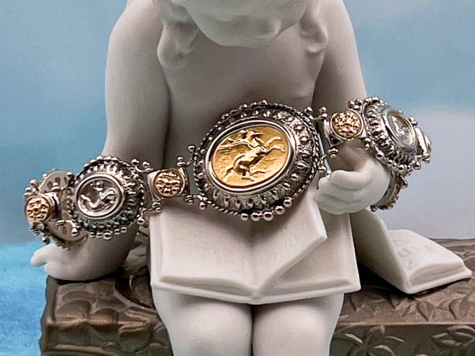 TAGLIAMONTE Designs (LD3540B) 925SS, 14K Cameo Bracelet *Pegasus*Reg.$650