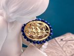 TAGLIAMONTE Designs (2151R) 925SS/YGP Cameo Ring*Lapis*Aurora Chariot*Size 8*Reg.$170