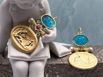 TAGLIAMONTE Designs (1494) 925SS/YGP Venetian Cameo Earrings *Gryphon, Aphrodite,Cupid*Reg.$280