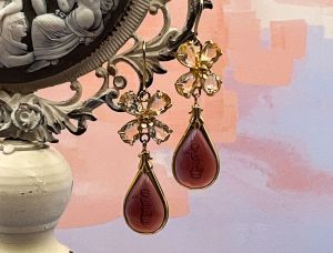 TAGLIAMONTE Designs (1096)14K Venetian Intaglio Earrings *Citrines*Reg.$1850