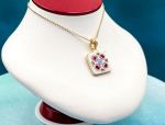 TAGLIAMONTE Designs (2157P) 925SS/YGP Micromosaic Pendant*Miosotis*Reg.$250