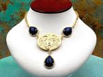 TAGLIAMONTE Designs (1624) 925SS/YGP Cameo Statement Necklace *Medusa*Reg.$800