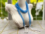 Versatile Apatite and Pearl Beaded Scarf Necklace (LDM7546)