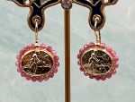 TAGLIAMONTE Designs (2055E) 925SS/YGP Cameo Earrings*Tourmaline*Diana,Acteon*Reg.$230