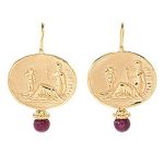 TAGLIAMONTE Designs (ORO-106) 18K Cameo Earrings w/ Rubies*Aphrodite/Cupid*Reg.$1470