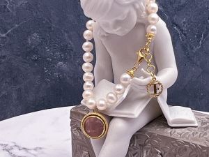 TAGLIAMONTE Designs (933-Lav) 925SS/YGP Venetian Intaglio Charm Bracelet *Pearl Strand*Reg.$160