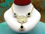 TAGLIAMONTE Designs (1624) 925SS/YGP Cameo Statement Necklace *Medusa*Reg.$800