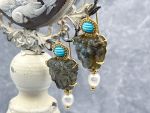 TAGLIAMONTE Designs (PN2694) 925SS/YGP Labradorite Cameo Earrings *Medusa*Reg.$280