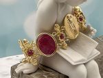 TAGLIAMONTE Design(1933) 925 SS/ YGP Venetian Cameo Bracelet *Rubies*Reg.$500