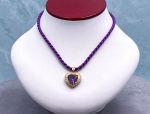 Arts Elegance (1117) 14K Yellow Gold Brazilian Amethyst Heart Pendant