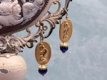 TAGLIAMONTE Designs (2315E) 925/YGP Cameo Earrings*Sapphire*Reg.$200