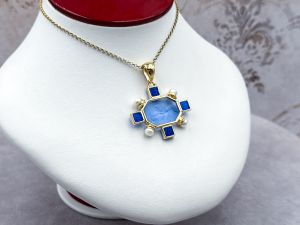 TAGLIAMONTE Designs (2267P) 925SS/YGP Venetian Cameo Pendant *Androclus,Lion *Reg.$280