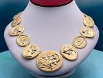 TAGLIAMONTE Designs (1891) 925SS/YGP Multi-Cameo Necklace *Mythological Primer*Reg.$1000