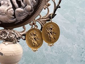 TAGLIAMONTE Designs (SH164) 18K Cameo Earrings w/ Diamonds*Terpsichore*Reg.$1600