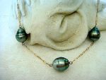 14K Gold + Tahitian Pearl Necklace *Baroque Style Pearls* Tin Cup Style Necklace