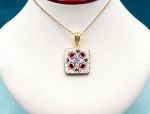 TAGLIAMONTE Designs (2157P) 925SS/YGP Micromosaic Pendant*Miosotis*Reg.$250