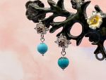 TAGLIAMONTE Designs (1163) 925SS Drop Earrings *Garnet,Turquoise*Reg.$130