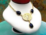 TAGLIAMONTE Designs (1624) 925SS/YGP Cameo Statement Necklace *Medusa*Reg.$800