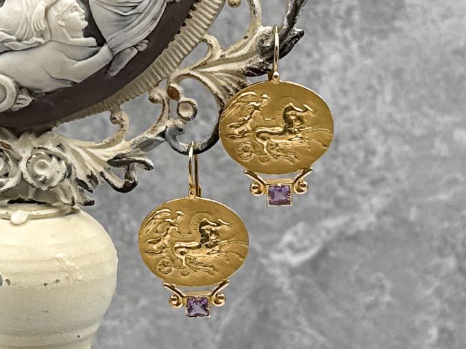 TAGLIAMONTE Designs (RS488) 925SS/YGP Cameo Earrings *Aurora*Reg.$240